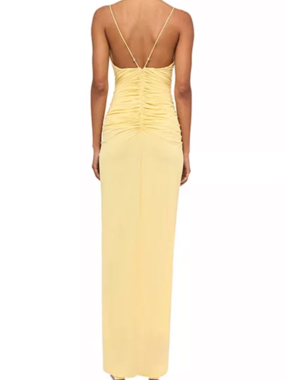 Ronny Kobo Yellow Ruched V-Neck Maxi Dress - Picture 3 of 11